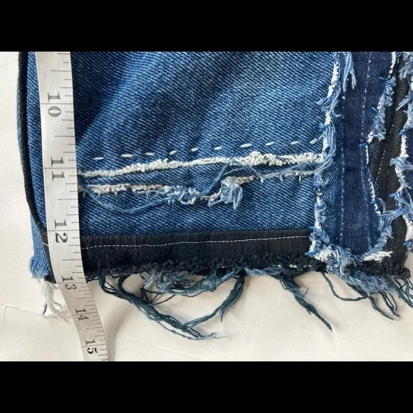 CUSTOM LEVI’s Deconstructed Patchwork Jeans Denim Shorts - Picture 4 of 11